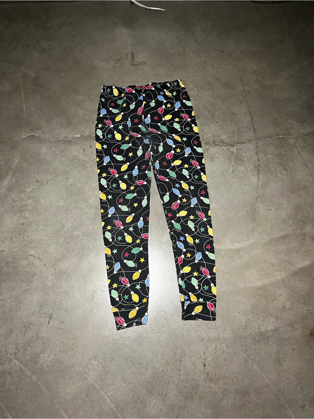 Kids Black Holiday Light Print Leggings